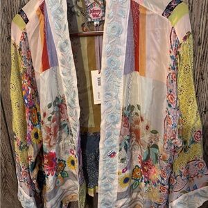 Johnny Was Colorful Patchwork Floral Jacket M NWT